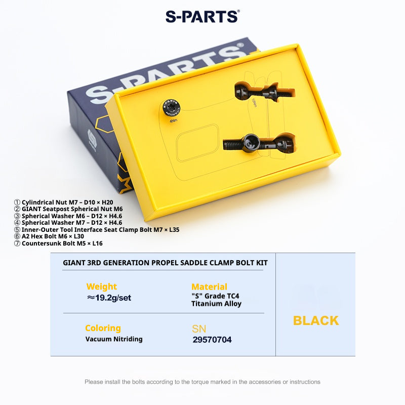 S-PARTS Giant TCR / Propel / Defy Titanium Seatpost Clamp Bolt Kit Black TCR SL10