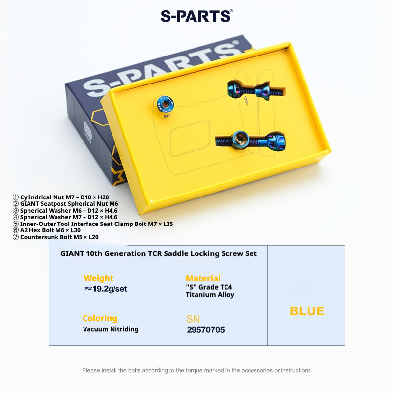 S-PARTS Giant TCR / Propel / Defy Titanium Seatpost Clamp Bolt Kit Blue TCR SL10