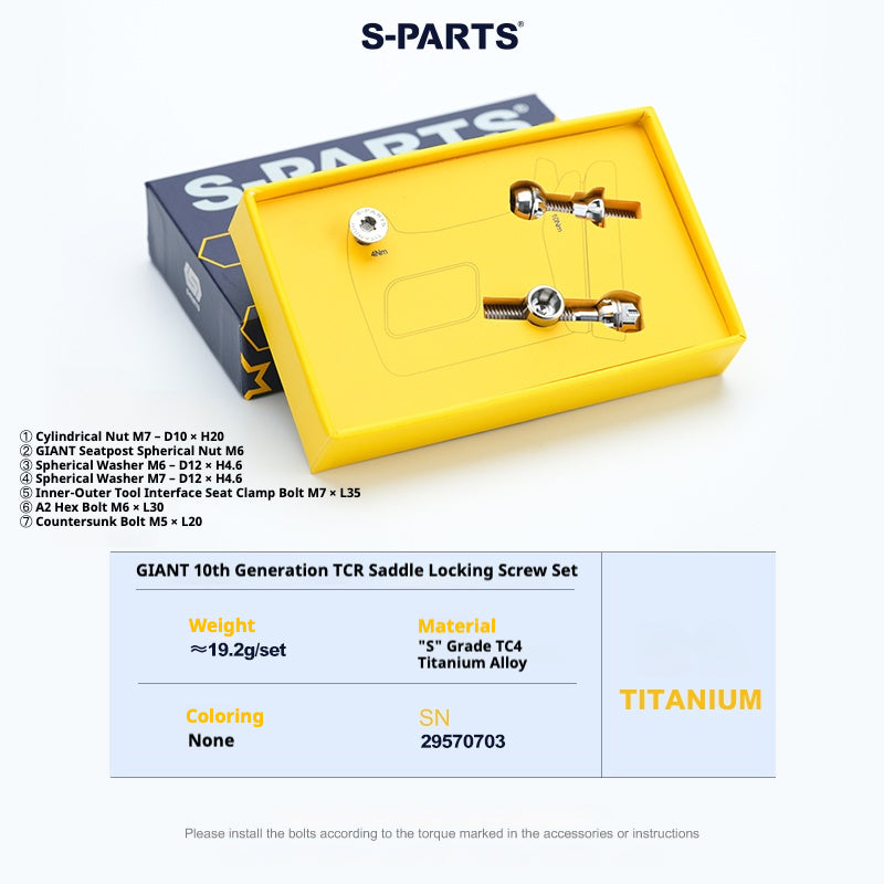 S-PARTS Giant TCR / Propel / Defy Titanium Seatpost Clamp Bolt Kit TCR SL10