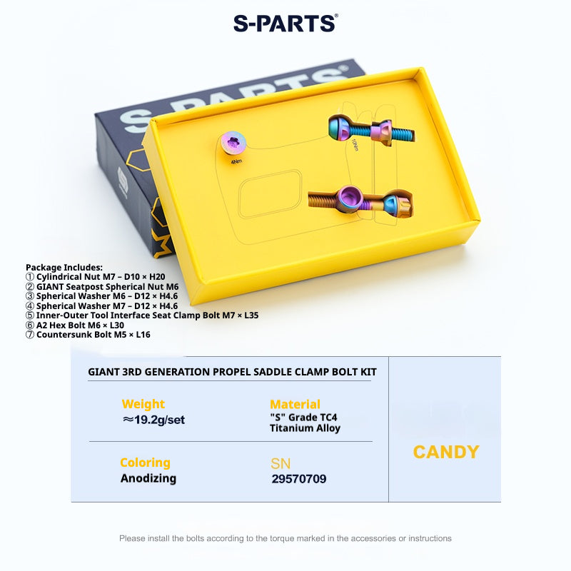 S-PARTS Giant TCR / Propel / Defy Titanium Seatpost Clamp Bolt Kit Candy TCR SL10