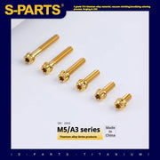 S-PARTS Golden A3 Series M5 L06-95mm Titanium Screws for Motorcycles and Cars