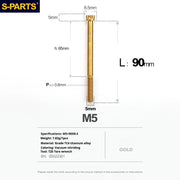 S-PARTS Golden A3 Series M5 L06-95mm Titanium Screws for Motorcycles and Cars