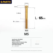 S-PARTS Golden A3 Series M5 L06-95mm Titanium Screws for Motorcycles and Cars