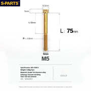 S-PARTS Golden A3 Series M5 L06-95mm Titanium Screws for Motorcycles and Cars