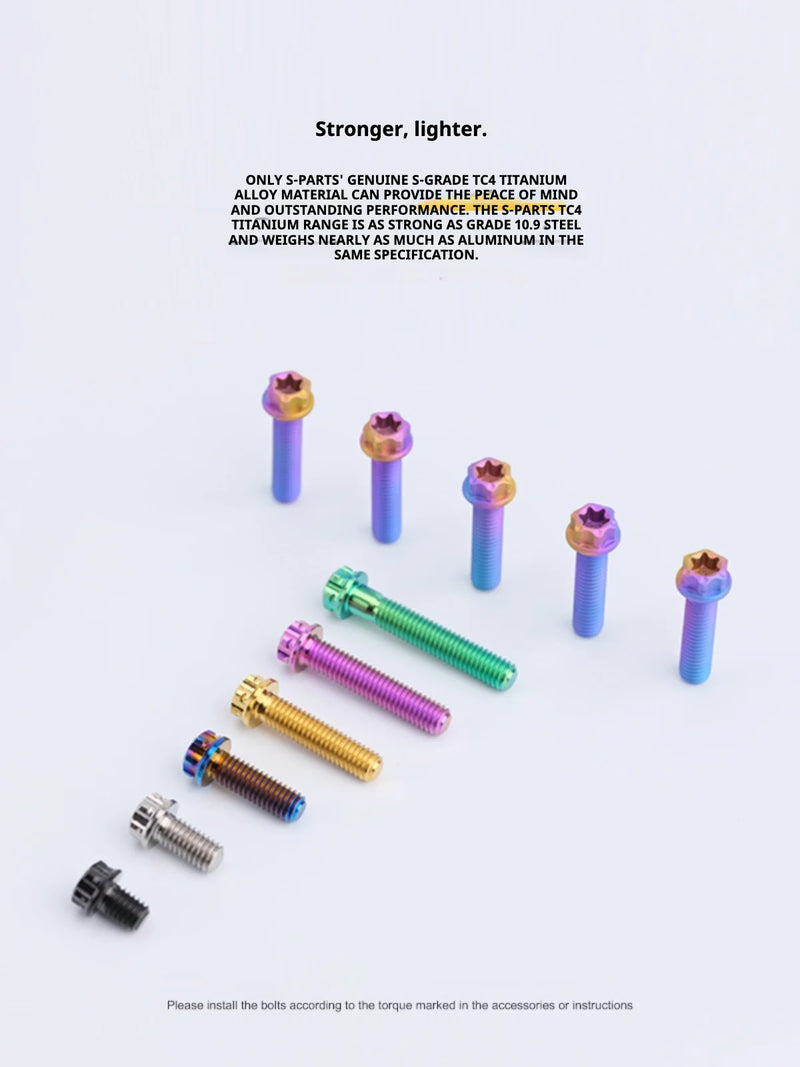 S-PARTS Green A3 Series M5 L06-110mm Titanium Screws for Motorcycles and Cars