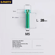 S-PARTS Green A3 Series M5 L06-110mm Titanium Screws for Motorcycles and Cars