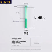 S-PARTS Green A3 Series M5 L06-110mm Titanium Screws for Motorcycles and Cars
