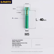 S-PARTS Green A3 Series M5 L06-110mm Titanium Screws for Motorcycles and Cars