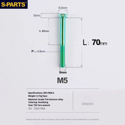 S-PARTS Green A3 Series M5 L06-110mm Titanium Screws for Motorcycles and Cars