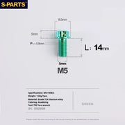 S-PARTS Green A3 Series M5 L06-110mm Titanium Screws for Motorcycles and Cars