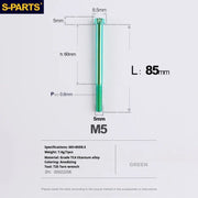 S-PARTS Green A3 Series M5 L06-110mm Titanium Screws for Motorcycles and Cars