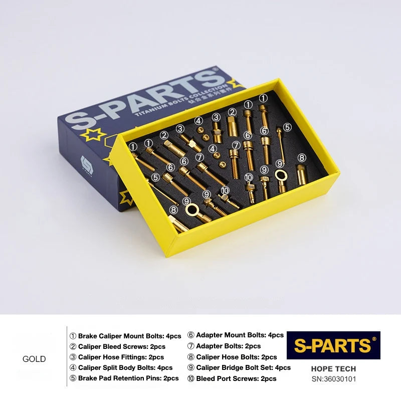 S-PARTS HOPE Titanium Brake Bolt Kit HOPE TECH Complete Kit (28pcs) Gold