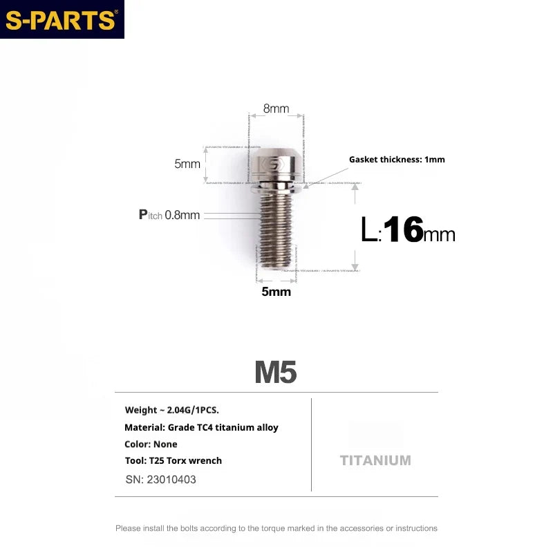 S-PARTS HOPE Titanium Brake Bolt Kit