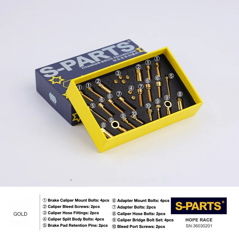 S-PARTS HOPE Titanium Brake Bolt Kit HOPE RACE Complete Kit (28pcs) Gold