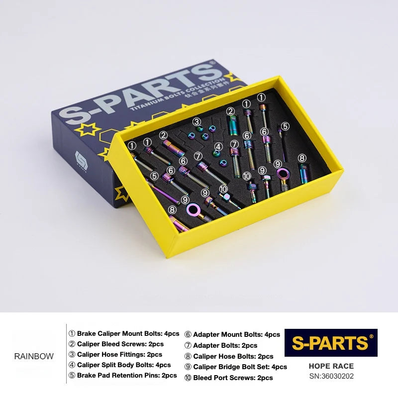 S-PARTS HOPE Titanium Brake Bolt Kit HOPE RACE Complete Kit (28pcs) Rainbow