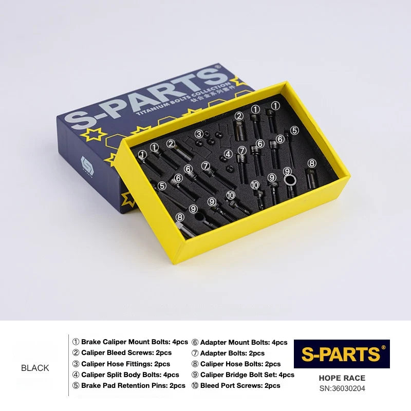 S-PARTS HOPE Titanium Brake Bolt Kit HOPE RACE Complete Kit (28pcs) Black