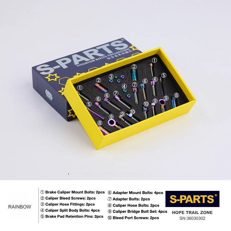 S-PARTS HOPE Titanium Brake Bolt Kit HOPE TRAIL / ZONE Complete Kit (26pcs) Rainbow
