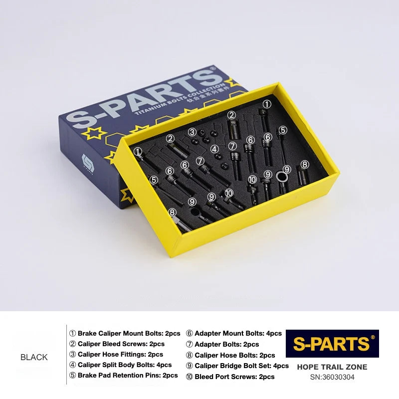 S-PARTS HOPE Titanium Brake Bolt Kit HOPE TRAIL / ZONE Complete Kit (26pcs) Black
