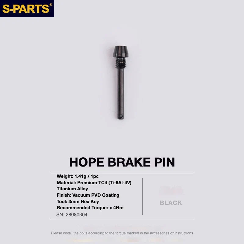 S-PARTS HOPE Titanium Brake Bolt Kit HOPE Brake Pad Retaining Pin ×1 Black