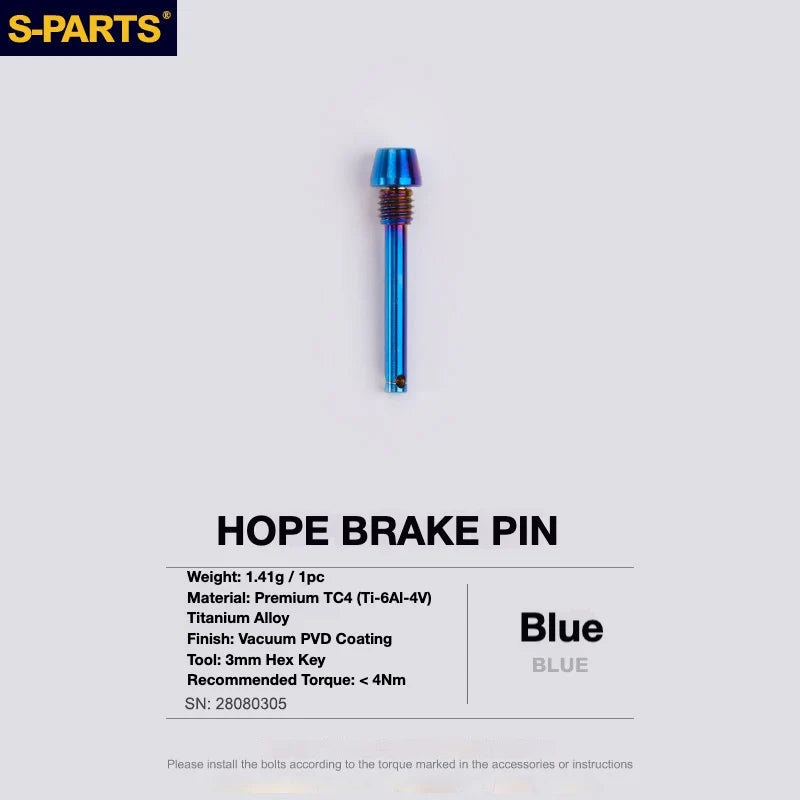 S-PARTS HOPE Titanium Brake Bolt Kit HOPE Brake Pad Retaining Pin ×1 Blue