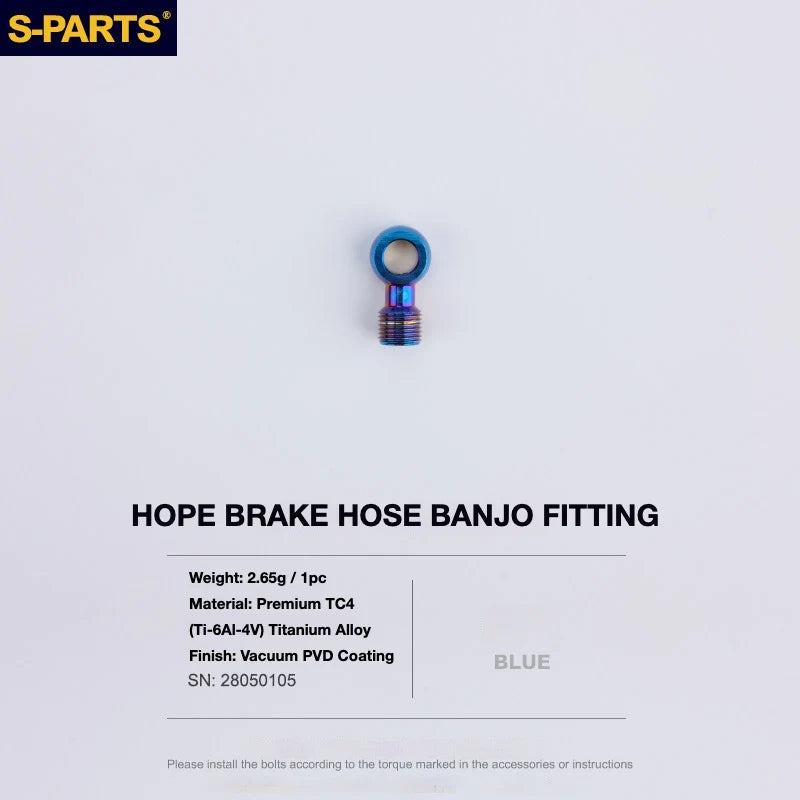 S-PARTS HOPE Titanium Brake Bolt Kit HOPE Banjo Fitting×1 Blue