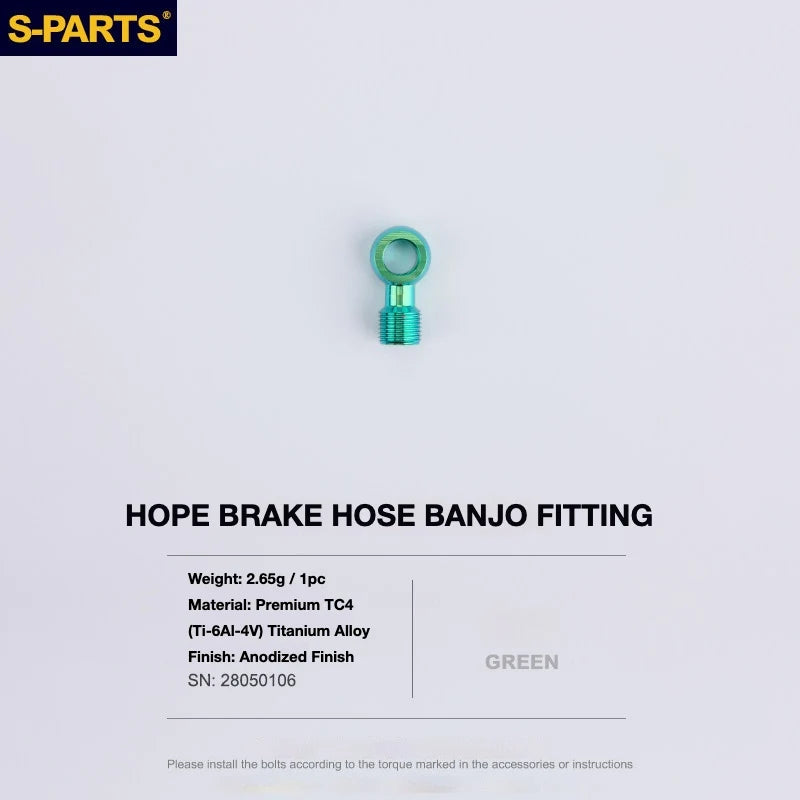 S-PARTS HOPE Titanium Brake Bolt Kit HOPE Banjo Fitting×1 Green