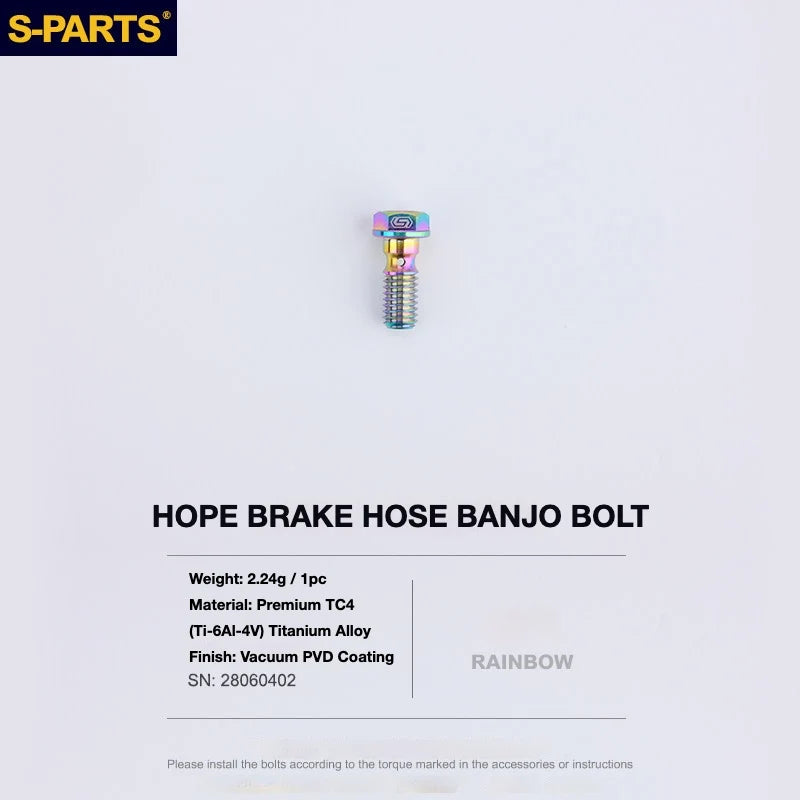 S-PARTS HOPE Titanium Brake Bolt Kit HOPE Banjo Bolt×1 Rainbow