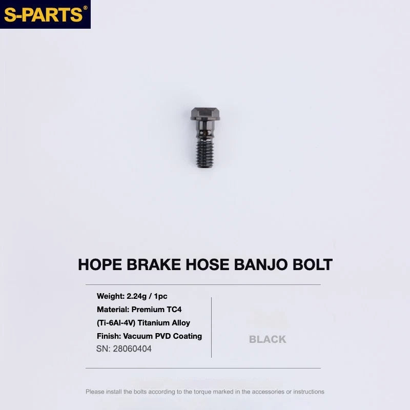 S-PARTS HOPE Titanium Brake Bolt Kit HOPE Banjo Bolt×1 Black