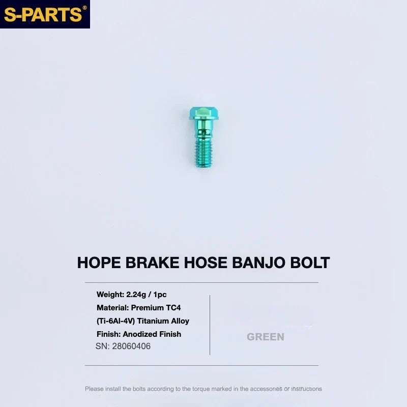 S-PARTS HOPE Titanium Brake Bolt Kit HOPE Banjo Bolt×1 Green