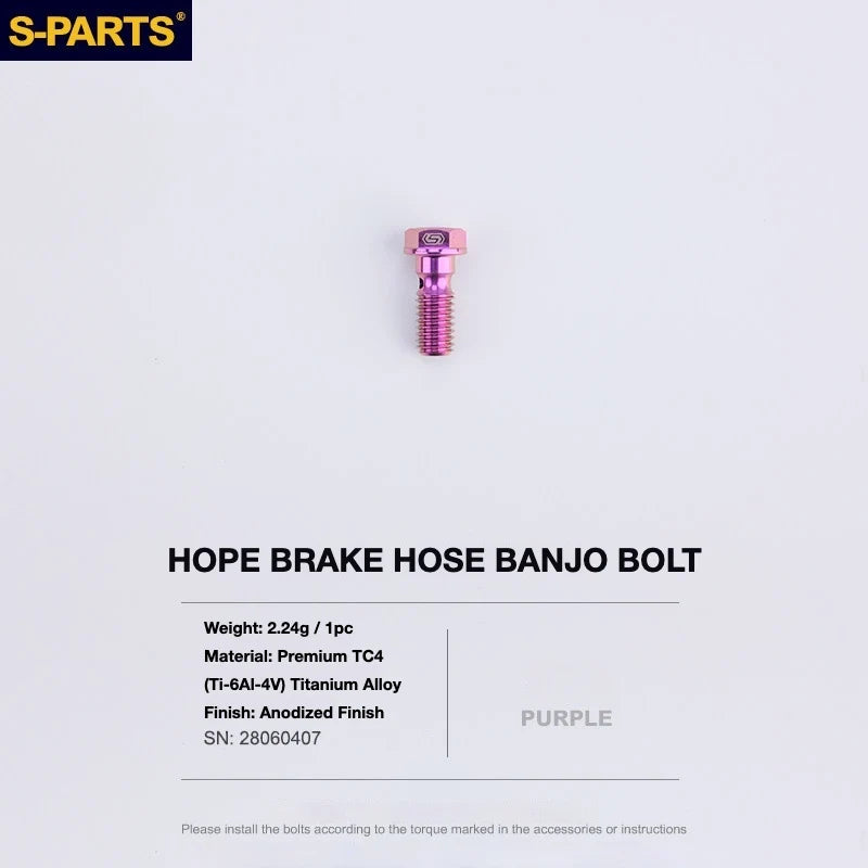 S-PARTS HOPE Titanium Brake Bolt Kit HOPE Banjo Bolt×1 Purple