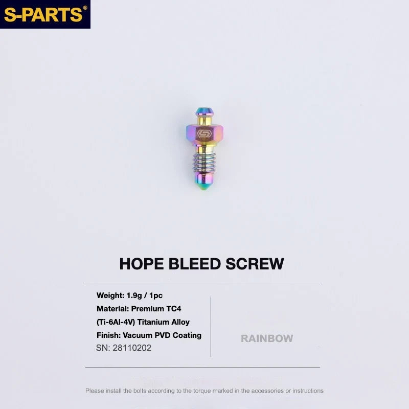 S-PARTS HOPE Titanium Brake Bolt Kit HOPE Bleed Screw×1 Rainbow