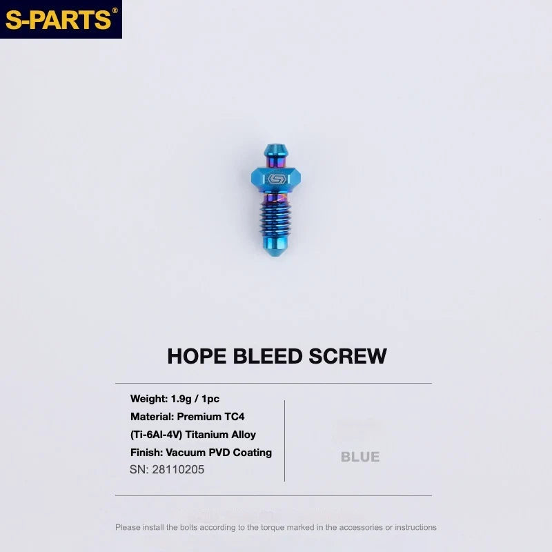 S-PARTS HOPE Titanium Brake Bolt Kit HOPE Bleed Screw×1 Blue
