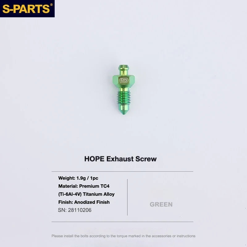 S-PARTS HOPE Titanium Brake Bolt Kit HOPE Bleed Screw×1 Green