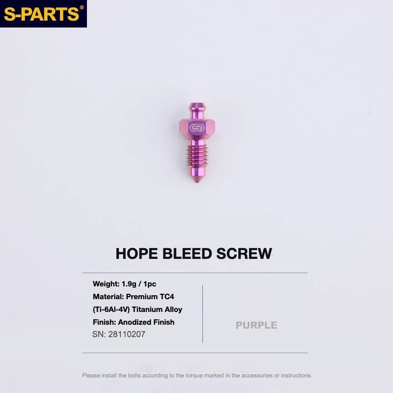 S-PARTS HOPE Titanium Brake Bolt Kit HOPE Bleed Screw×1 Purple