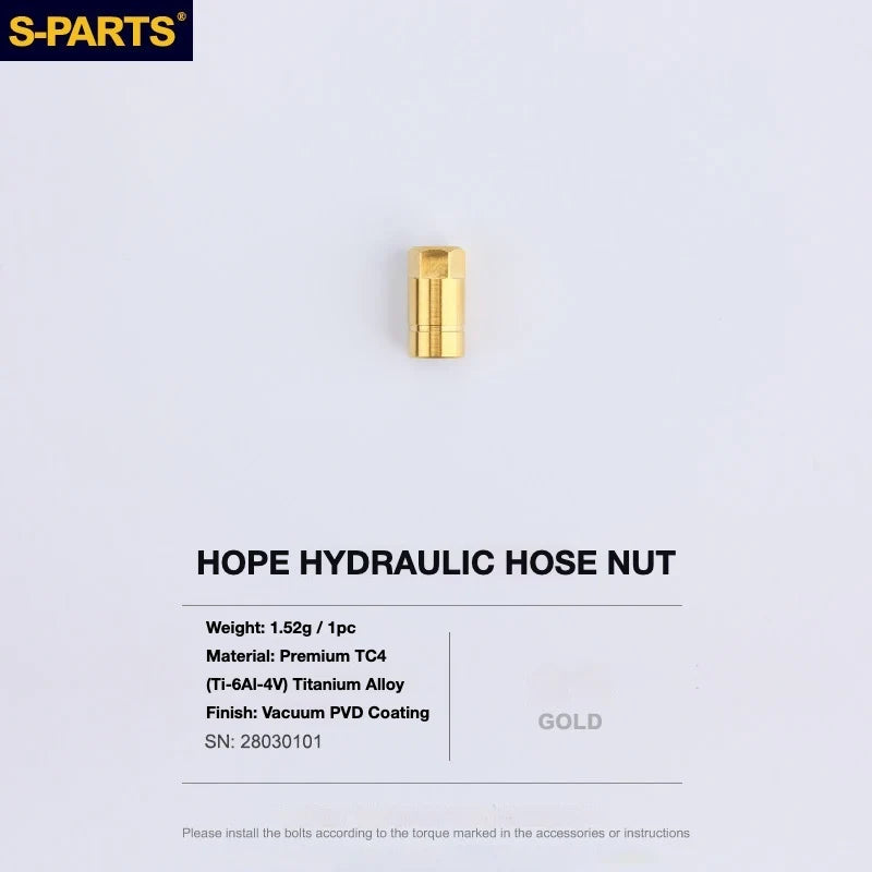 S-PARTS HOPE Titanium Brake Bolt Kit HOPE Hydraulic Hose Nut×1 Gold