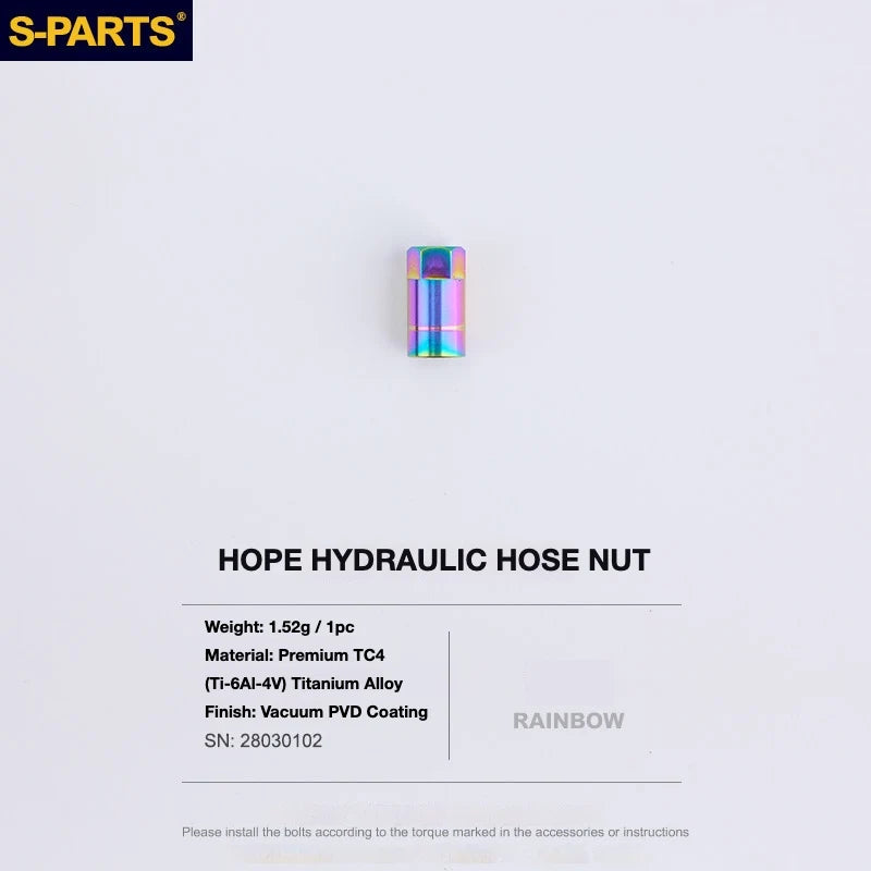 S-PARTS HOPE Titanium Brake Bolt Kit HOPE Hydraulic Hose Nut×1 Rainbow