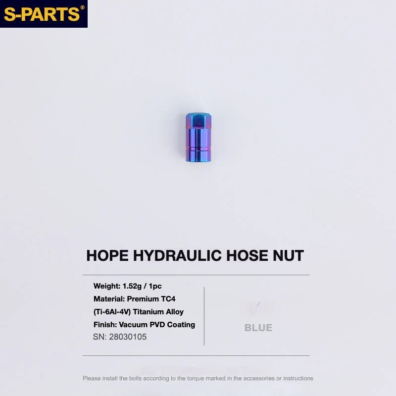 S-PARTS HOPE Titanium Brake Bolt Kit HOPE Hydraulic Hose Nut×1 Blue