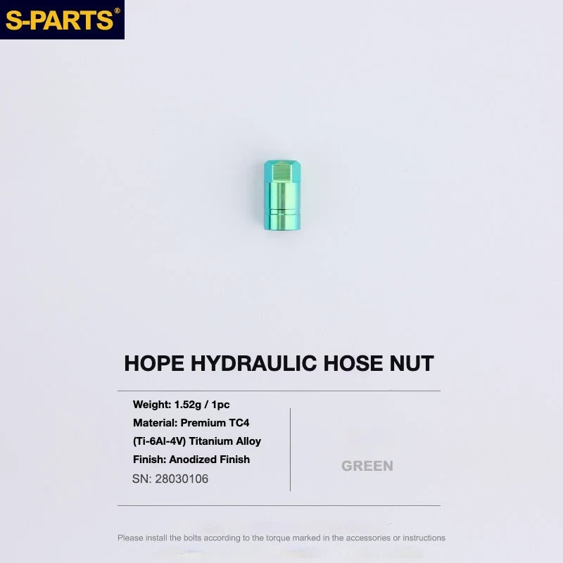S-PARTS HOPE Titanium Brake Bolt Kit HOPE Hydraulic Hose Nut×1 Green
