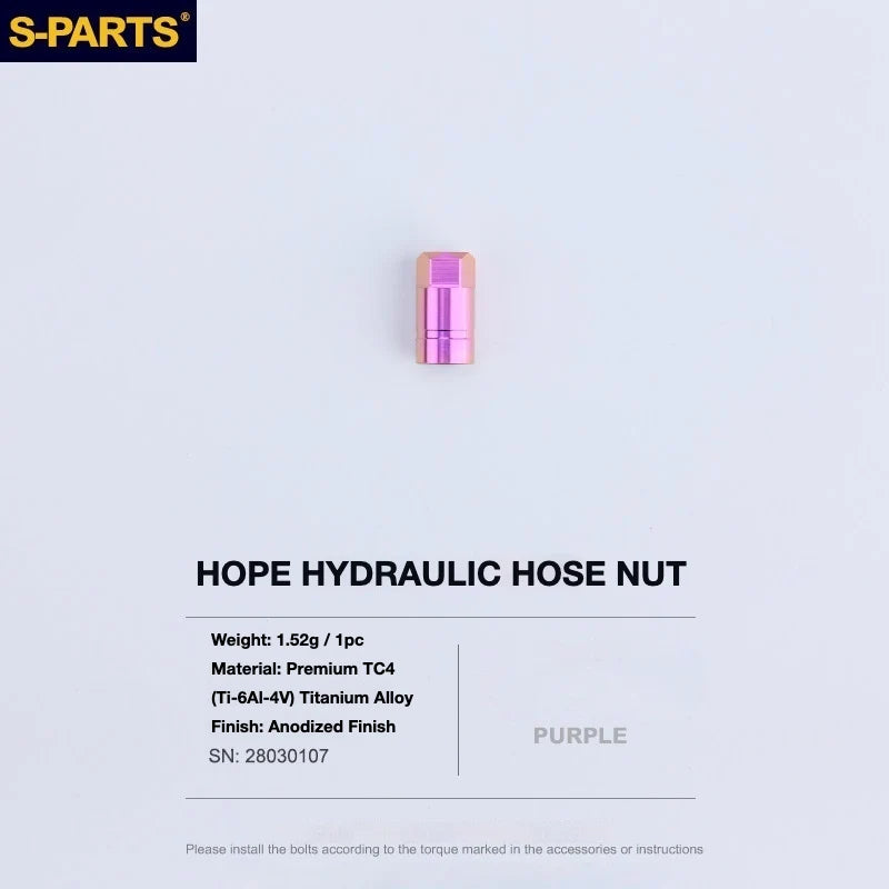 S-PARTS HOPE Titanium Brake Bolt Kit HOPE Hydraulic Hose Nut×1 Purple
