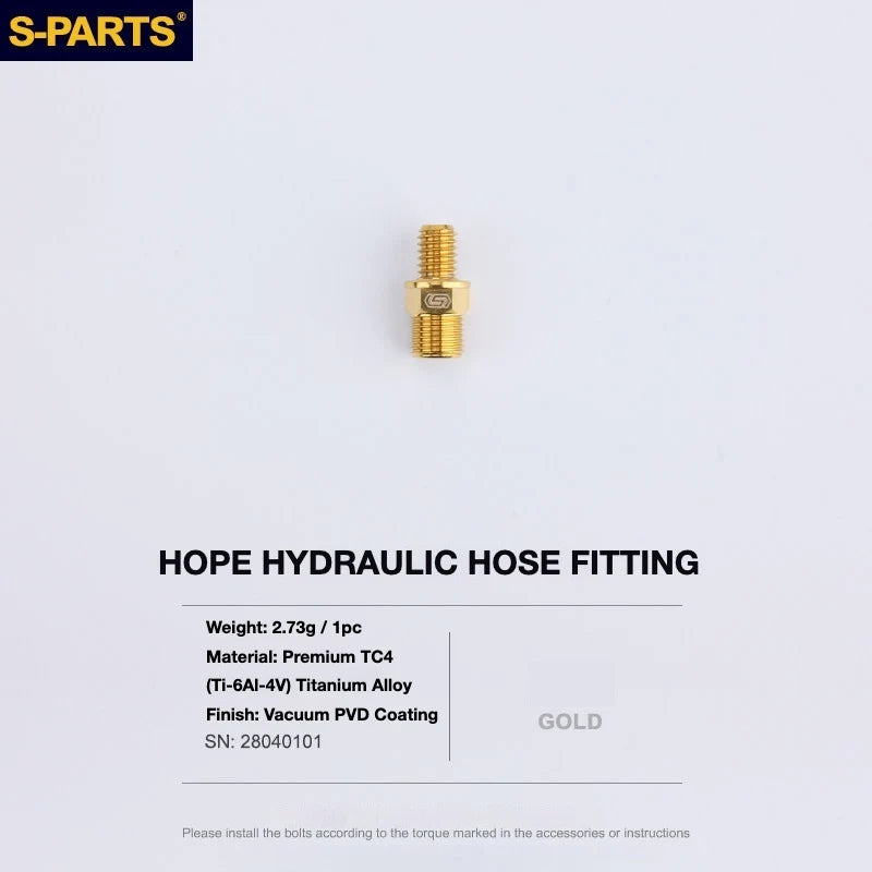 S-PARTS HOPE Titanium Brake Bolt Kit HOPE Hydraulic Hose Fitting×1 Gold