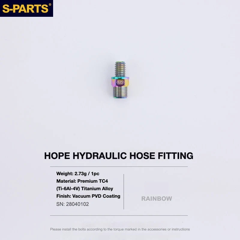 S-PARTS HOPE Titanium Brake Bolt Kit HOPE Hydraulic Hose Fitting×1 Rainbow