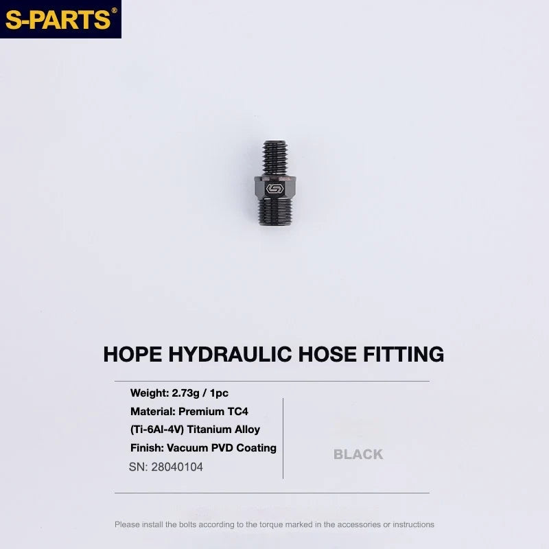 S-PARTS HOPE Titanium Brake Bolt Kit HOPE Hydraulic Hose Fitting×1 Black