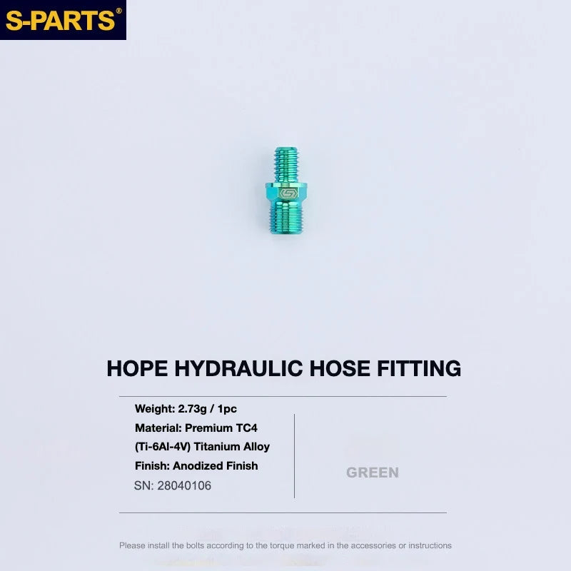 S-PARTS HOPE Titanium Brake Bolt Kit HOPE Hydraulic Hose Fitting×1 Green