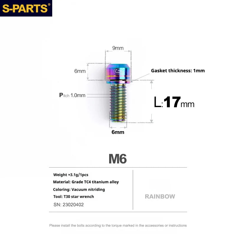 S-PARTS HOPE Titanium Brake Bolt Kit Adapter Bolt×1 Rainbow