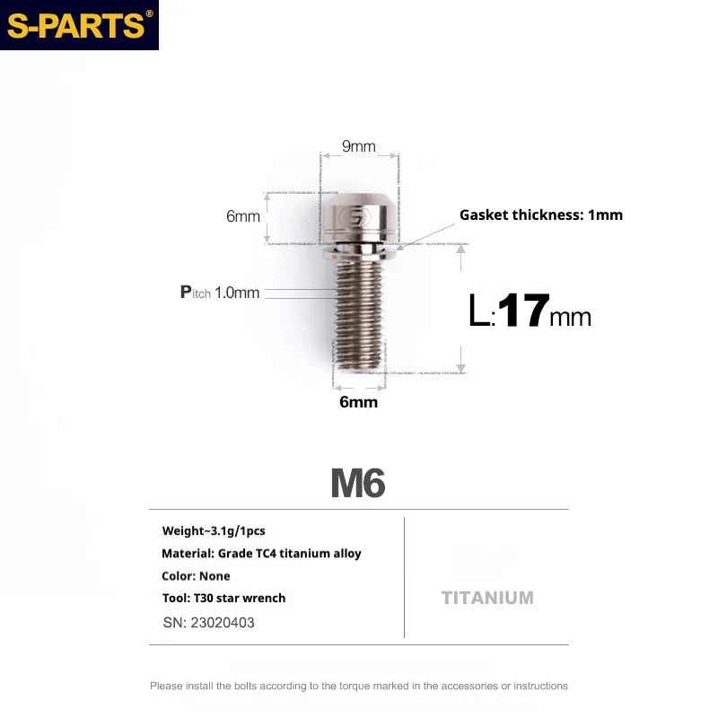 S-PARTS HOPE Titanium Brake Bolt Kit Adapter Bolt×1