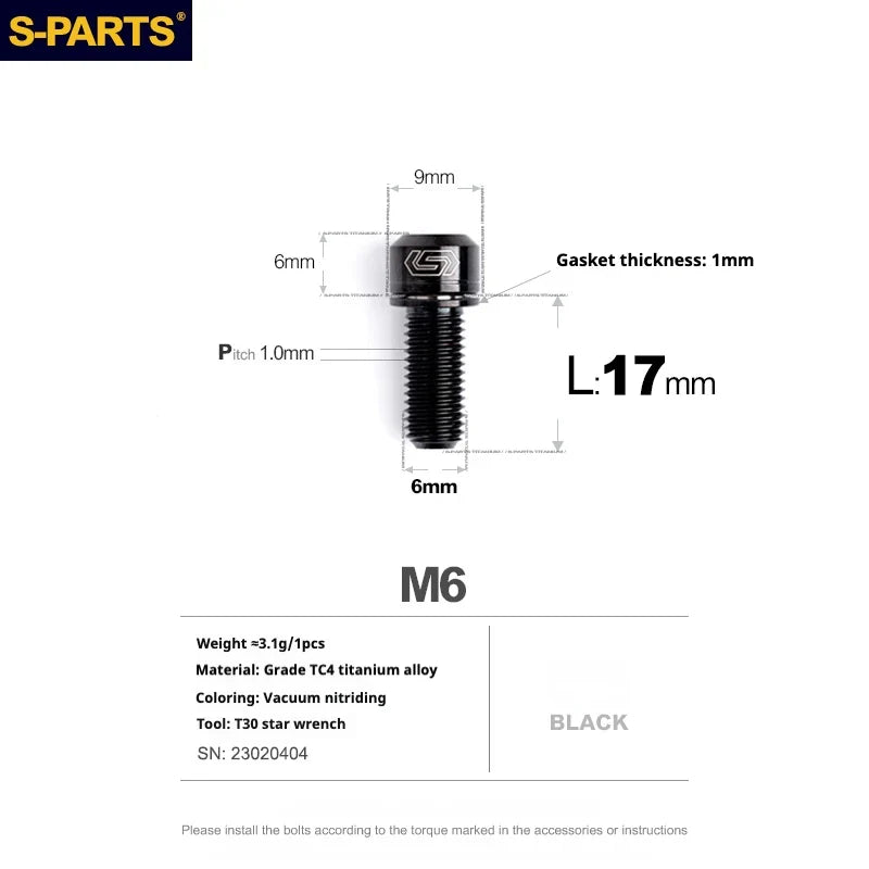 S-PARTS HOPE Titanium Brake Bolt Kit Adapter Bolt×1 Black