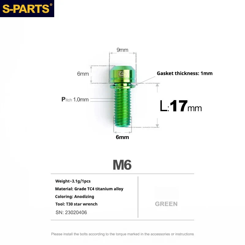 S-PARTS HOPE Titanium Brake Bolt Kit Adapter Bolt×1 Green