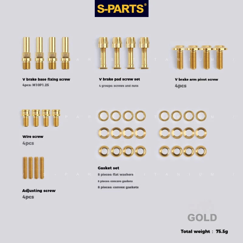 S-PARTS Litepro Titanium V-Brake Screw Series Gold