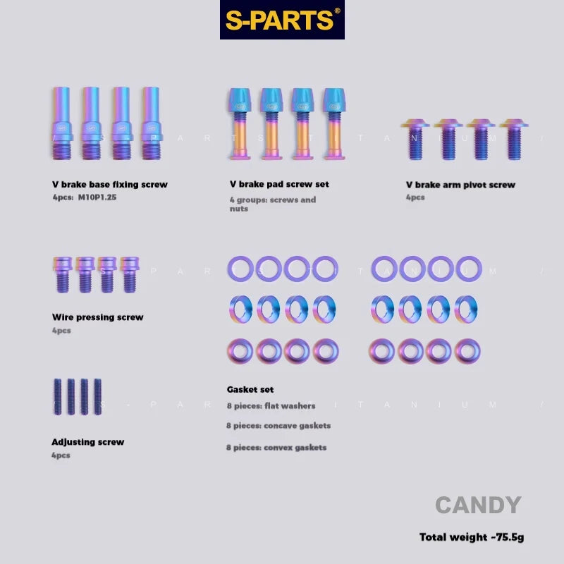 S-PARTS Litepro Titanium V-Brake Screw Series Candy