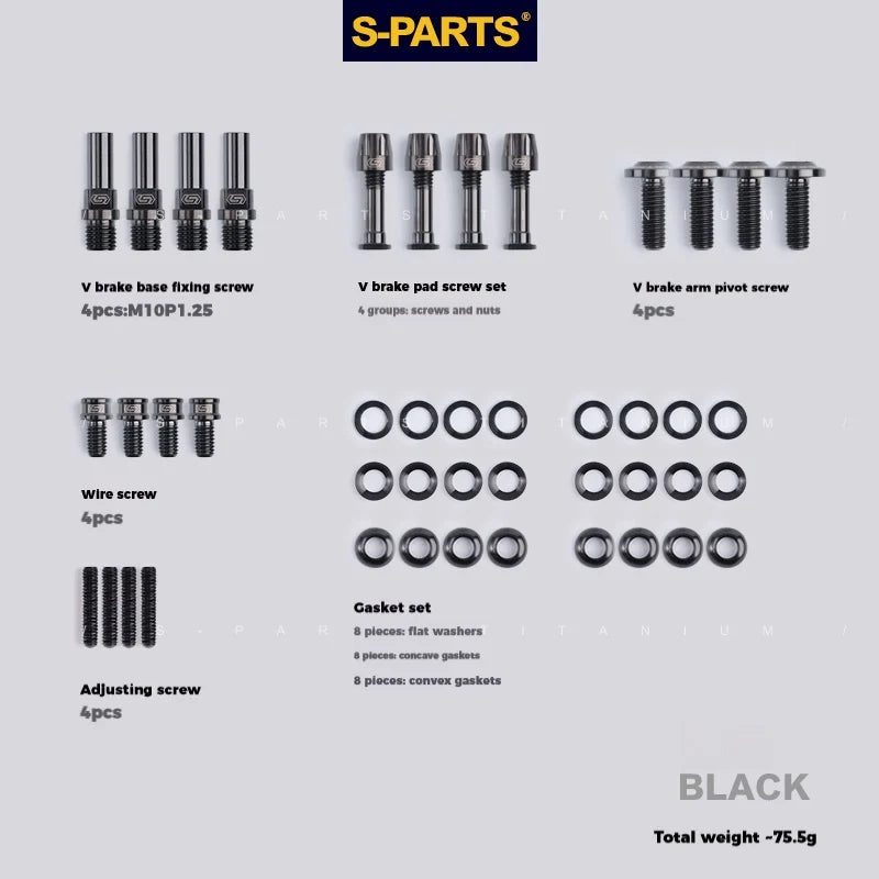 S-PARTS Litepro Titanium V-Brake Screw Series Black